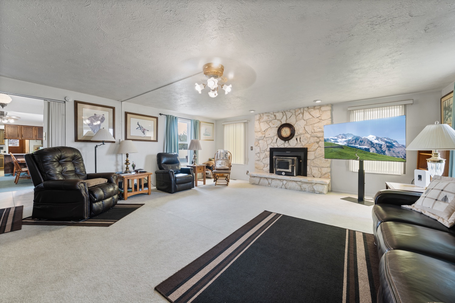 Living room wide angle with picture windows
